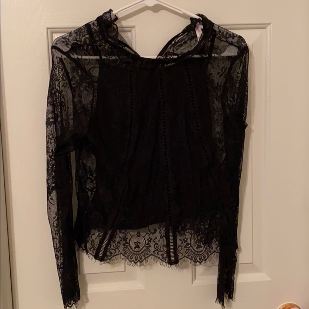 black lace shirt